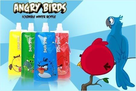 Original Angry Birds Bottles Set of 4 Foldable Reusable Water Bottle Return